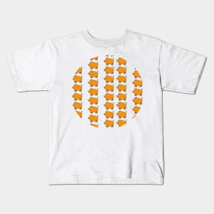 Gold Pig Pattern Kids T-Shirt